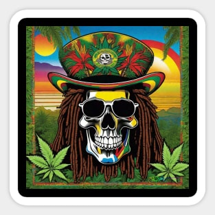 Reggae Music - Jamaican Stoner Skull 29 Sticker